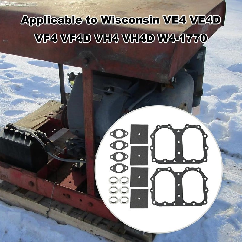 UOIENRT W4-1770 HS1785 Head Manifold and Valve Cover Gasket Set Replacement for Wisconsin VE4 VE4D VF4 VF4D VH4 VH4D - Image 3